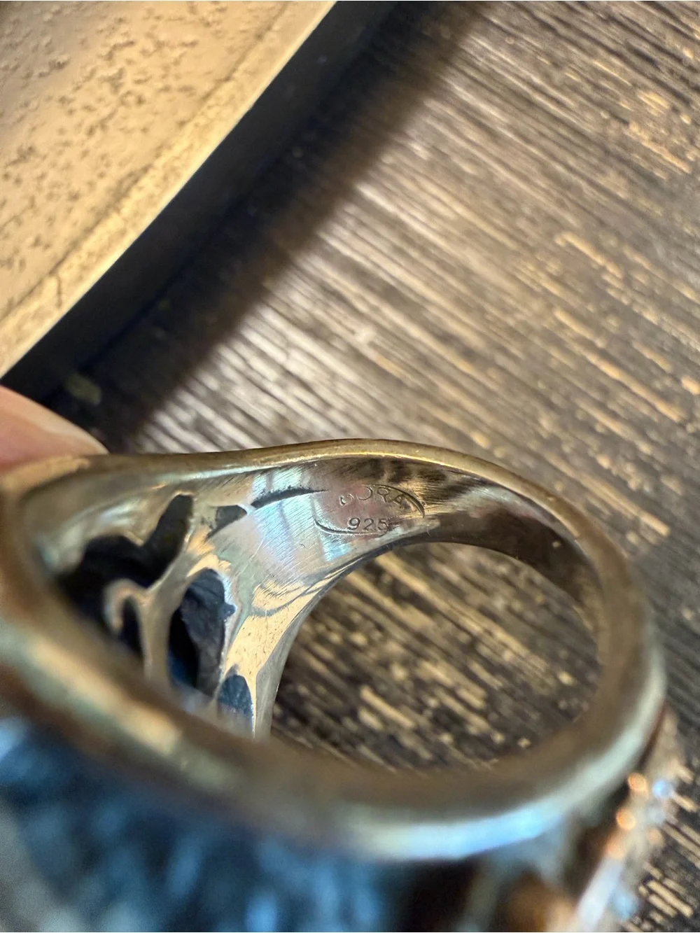 BORA YASAR Brutalist Ring with Green Faceted CZ in 925 Oxidized Silver